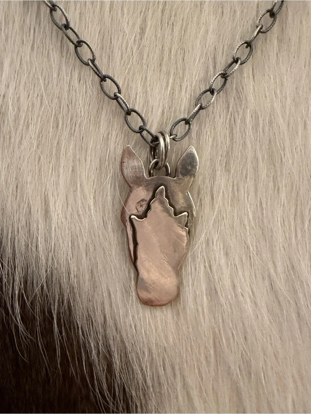 ❤️ Horse Head Silhouette Sterling Silver Hand Crafted Unisex Pendant 1.52”L